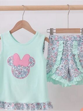 Honeydew USA Mint and Pink Floral Ruffle Pajama Set